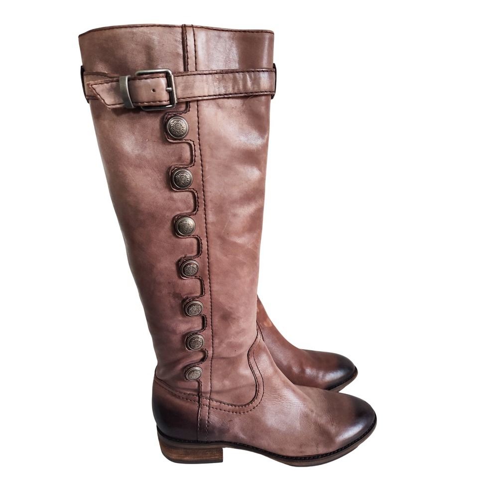 Arturo Chiang Boots 8.5 Knee High Tall Brown Leather Steampunk Moto Renaissance